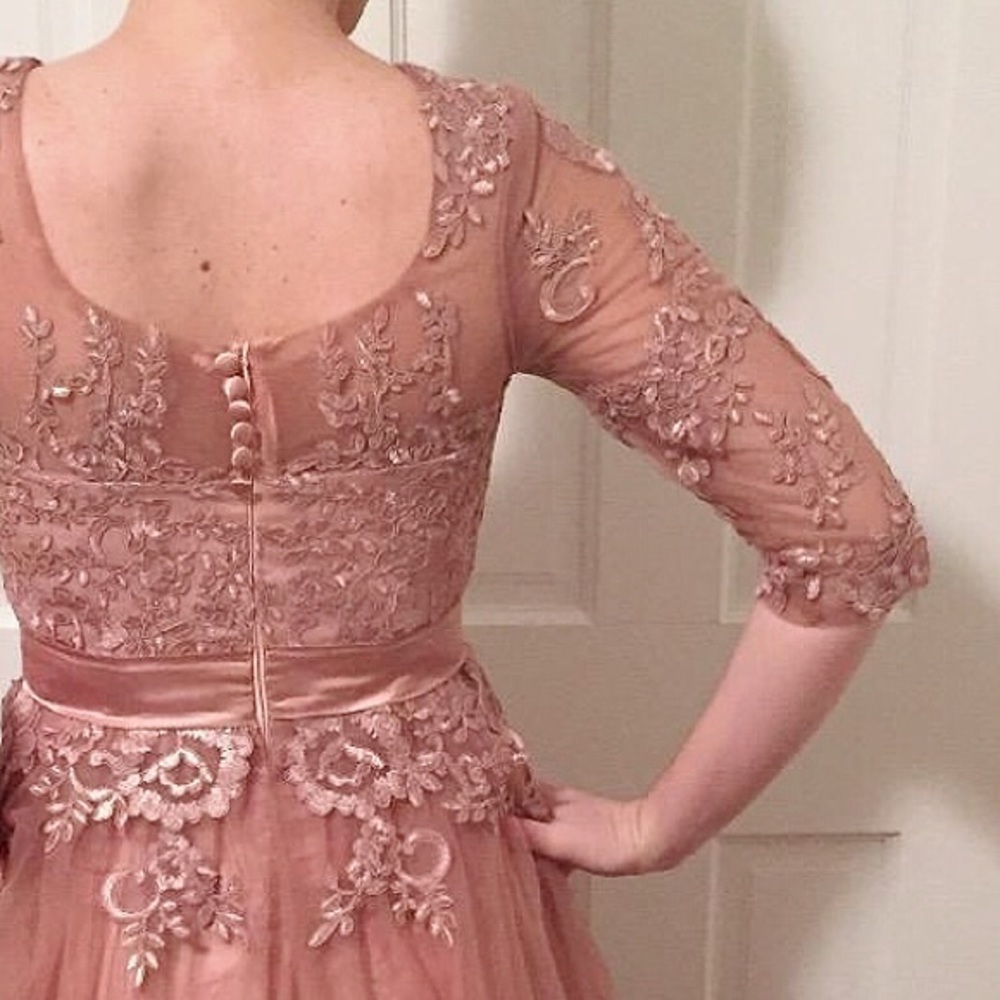 Nude Pink Tulle Romance Wedding Gown,2-16 - Picture 6 of 8